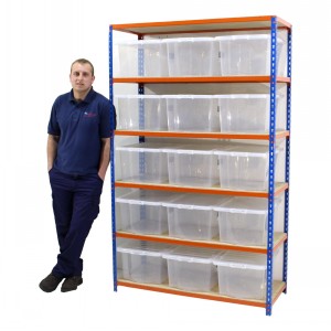 Superack Boltless Shelving Bay & 15 x 37L Storage Boxes